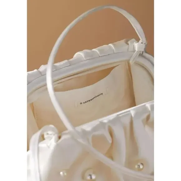 Anthropologie BHLDN Frankie Clutch Pearl Edition White Bridal Black Tie - Picture 12 of 12